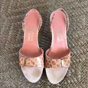 Pink snakeskin Ferragamo heels